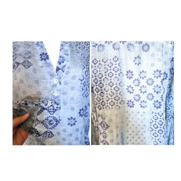 Cotton Indian Long Sleeves Blouse Sheer Floral Ethnic Boho Gypsy Paper Thin - Picture 8 of 8